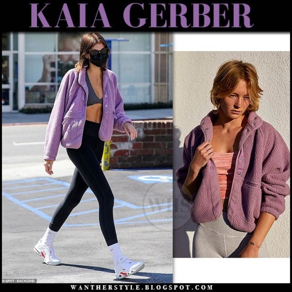 NWT Free People Hit The Slopes Fleece Jacket in Blackberry Deep Purple - Picture 7 of 11